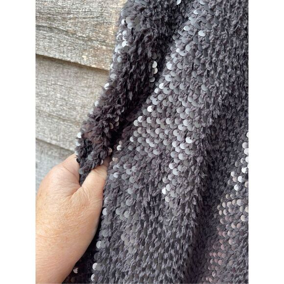 Vero Moda size L sequined faux fur Teddy style open front jacket - Picture 5 of 5